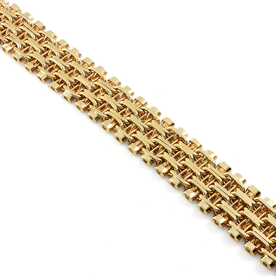 9ct gold 28.1g 7 ins unusual Bracelet